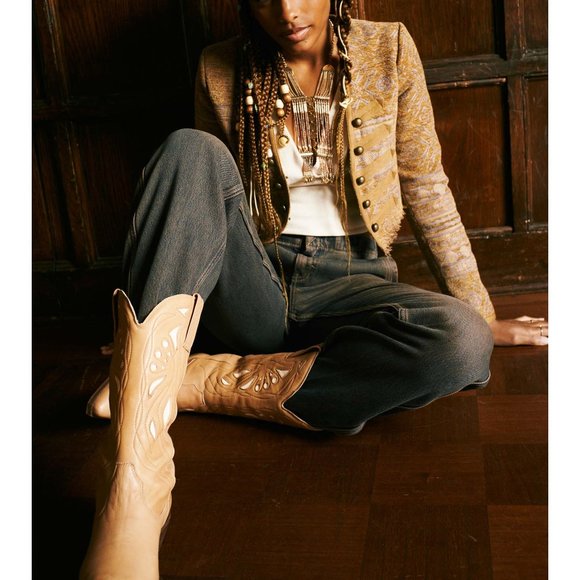 NWOT Free People Castella Low Rise Jeans / Back Alley Blue - Picture 7 of 8